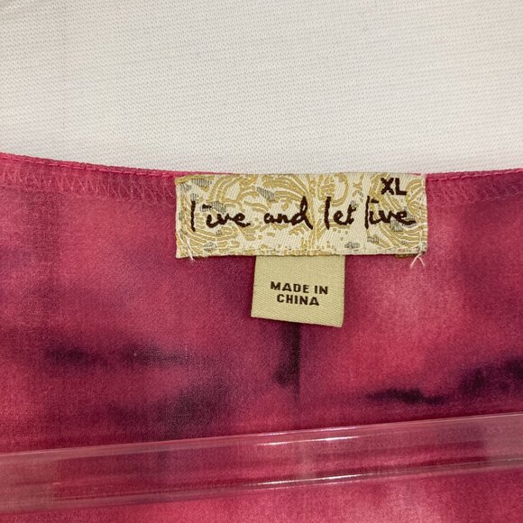 Live and Let Live size XL Red Black Tie Dye Beaded Soft Flowy Crew Neck Blouse - Picture 2 of 8